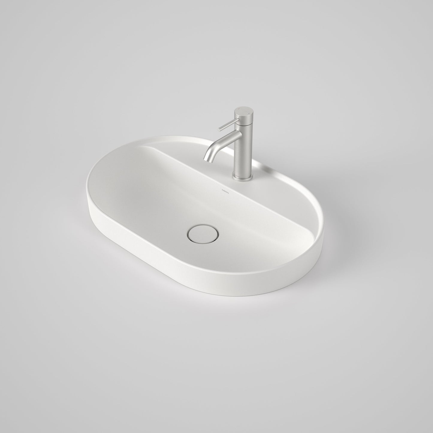 Liano II 600mm Pill Inset Basin with Tap Landing Matte White with 1 Tap Hole