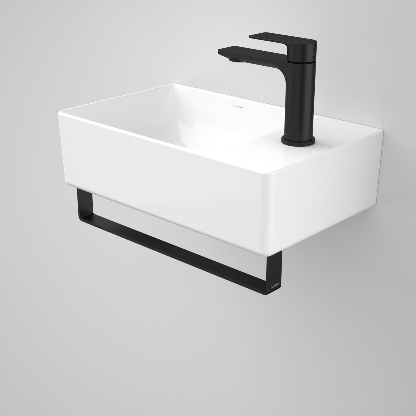 Urbane II Hand Wall Basin Integrated Rail Matte Black