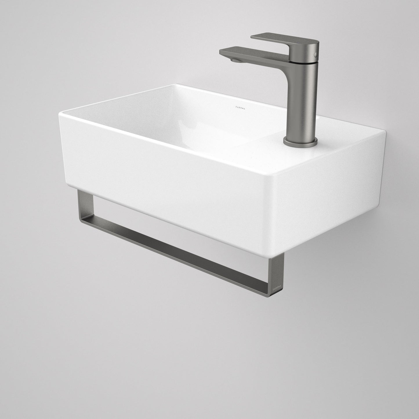 Urbane II Hand Wall Basin Integrated Rail Gunmetal