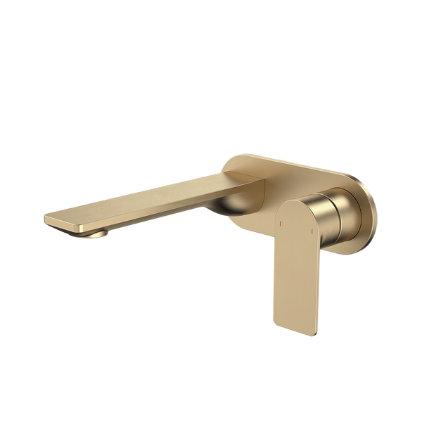 Urbane II 180mm Wall Basin/Bath Mixer and Outlet Round Plate Lead Free Brushed Brass