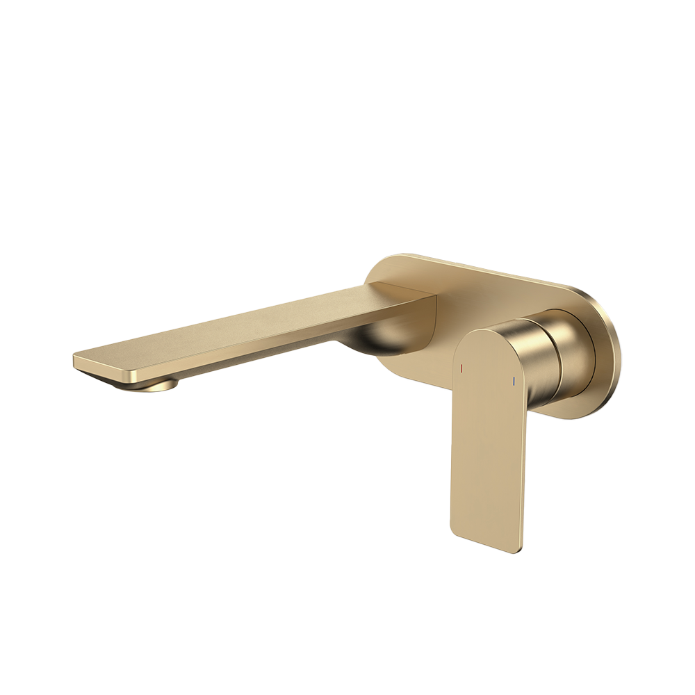 Urbane II 180mm Wall Basin/Bath Mixer and Outlet Round Plate Lead Free Brushed Brass