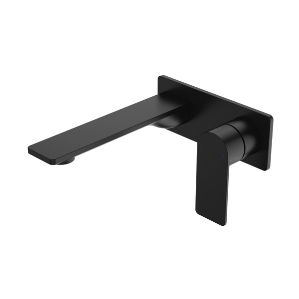 Urbane II 180mm Wall Basin/Bath Mixer and Outlet Rectangular Plate Lead Free Matte Black