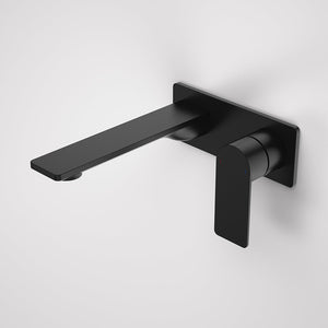 Urbane II 180mm Wall Basin/Bath Mixer and Outlet Rectangular Plate Lead Free Matte Black - Matte Black