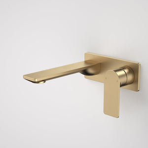 Urbane II 180mm Wall Basin/Bath Mixer and Outlet Rectangular Plate Lead Free Brushed Brass - Brushed Brass