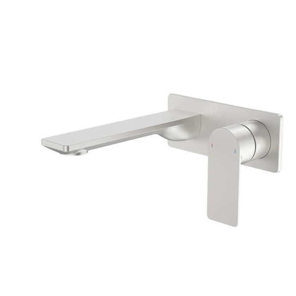 Urbane II 180mm Wall Basin/Bath Mixer and Outlet Rectangular Plate Lead Free Brushed Nickel