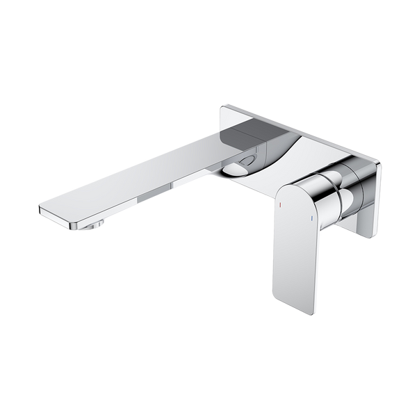 Urbane II 180mm Wall Basin/Bath Mixer and Outlet Rectangular Plate Lead Free Chrome