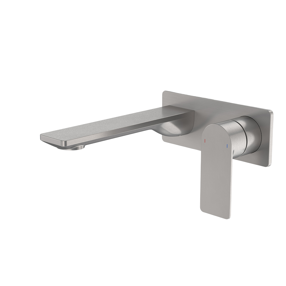 Urbane II 180mm Wall Basin/Bath Mixer and Outlet Rectangular Plate Lead Free Gunmetal