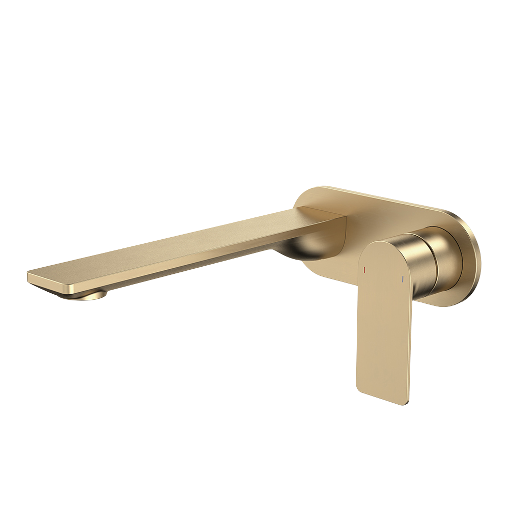 Urbane II 220mm Wall Basin/Bath Mixer and Outlet Round Plate Lead Free Brushed Brass