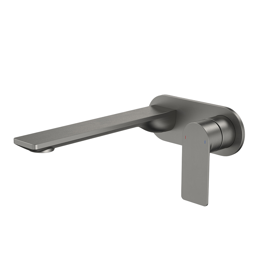 Urbane II 220mm Wall Basin/Bath Mixer and Outlet Round Plate Lead Free Brushed Gunmetal