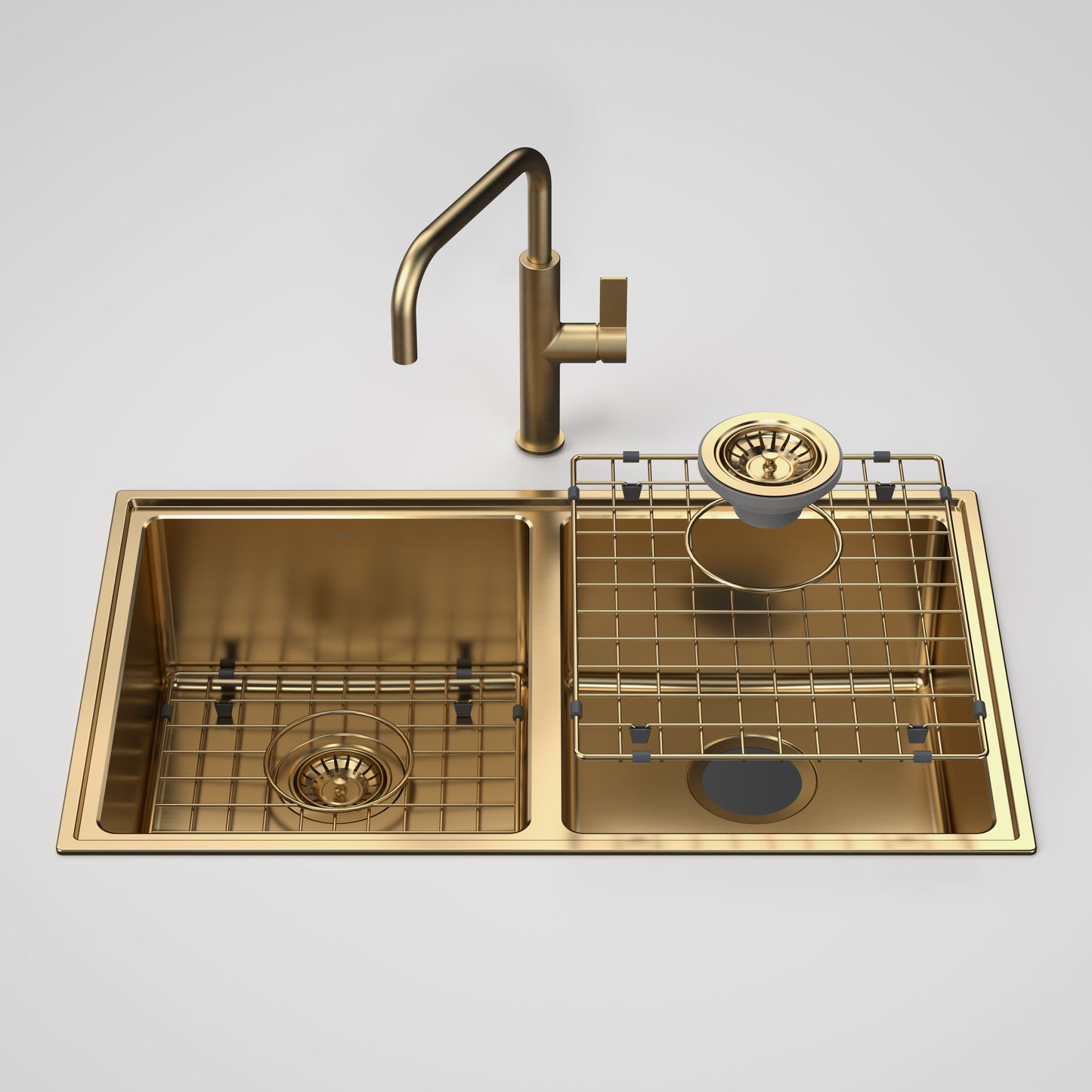 Urbane II Double Bowl Sink with Urbane II Sink Mixer Brushed Brass