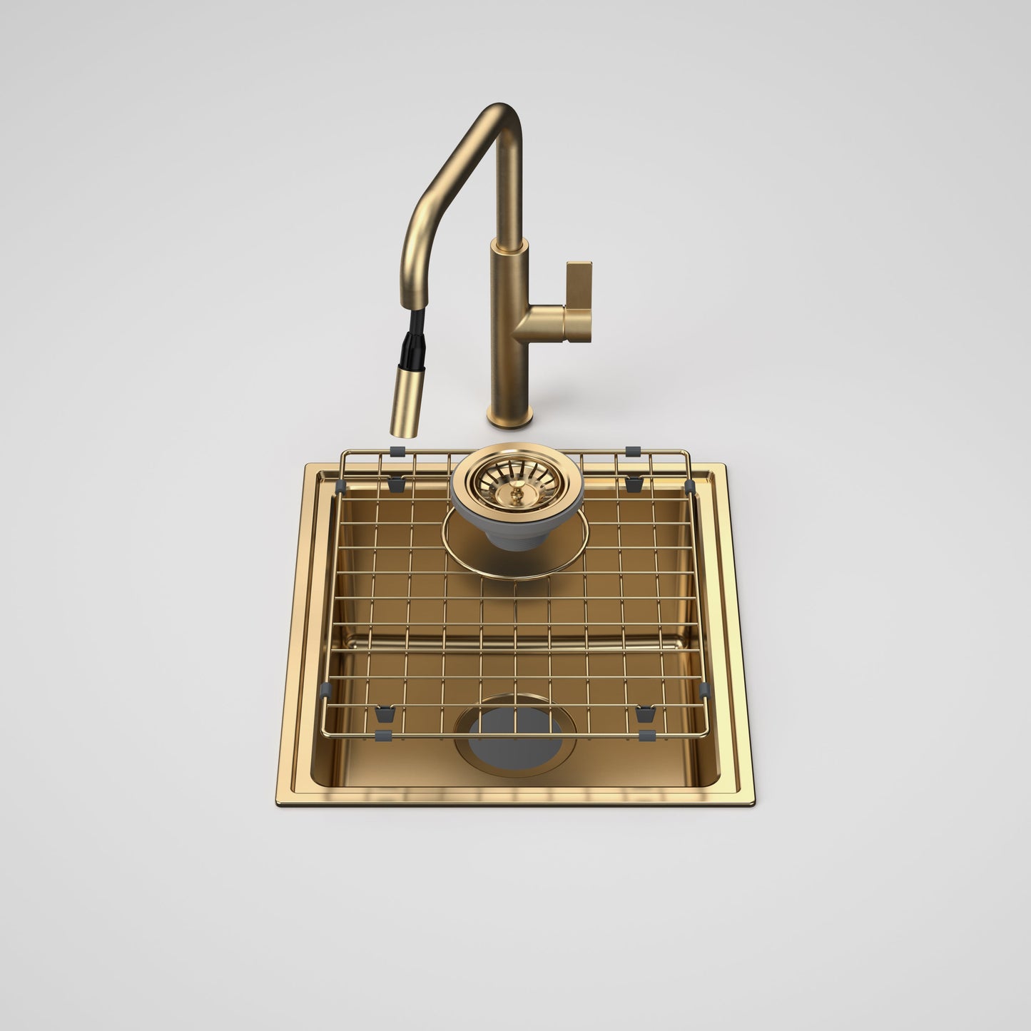 Urbane II Single Bowl Sink with Urbane II Pull Out Sink Mixer Brushed Brass