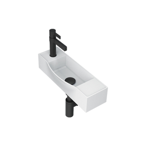 Halo Wall Basin Gloss White Left Tap Hole - Gloss White