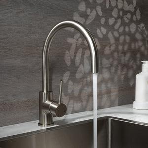 Ashanti Brushed Nickel Gooseneck Mixer - Brushed Nickel