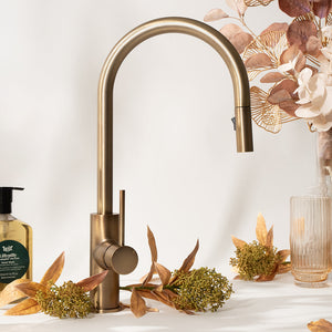 Mira Brushed Vintage Antique Brass Pull Out Mixer - Brushed Vintage Antique Brass