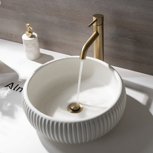 Mira Brushed Brass Gold Tall Basin Mixer - Brushed Brass Gold