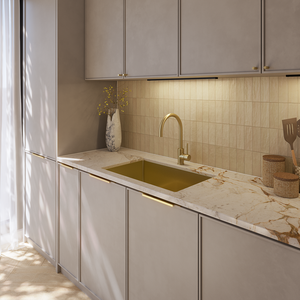 Brushed Brass Gold Avisa 700x450 Large Single Bowl Sink - Brushed Brass Gold