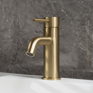 Mira Brushed Brass Gold Short Basin Mixer - Brushed Brass Gold