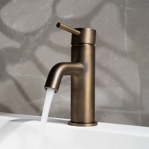 Mira Brushed Vintage Antique Brass Short Basin Mixer - Brushed Vintage Antique Brass