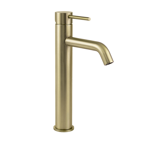 Mira Brushed Brass Gold Tall Basin Mixer
