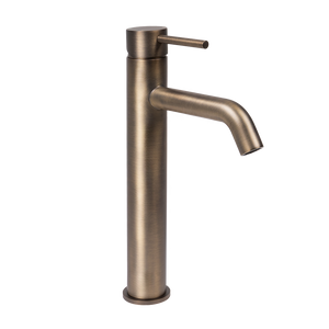 Mira Brushed Vintage Antique Brass Tall Basin Mixer - Brushed Vintage Antique Brass