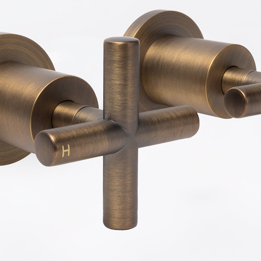 Cora Brushed Vintage Antique Brass Cross Tap Handles