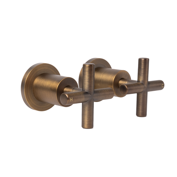 Cora Brushed Vintage Antique Brass Cross Tap Handles