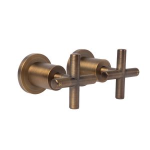 Cora Brushed Vintage Antique Brass Cross Tap Handles - Brushed Vintage Antique Brass