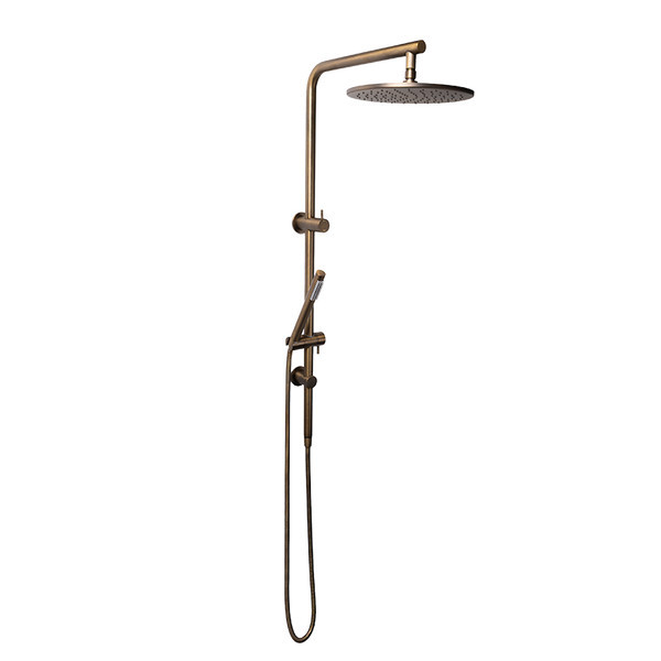 Mira Brushed Vintage Antique Brass Shower Rail Twin Set