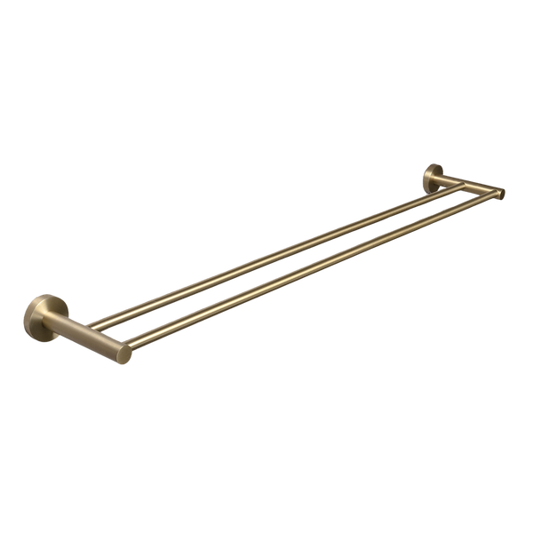 Farina 800 Double Towel Rail Brushed Brass Gold