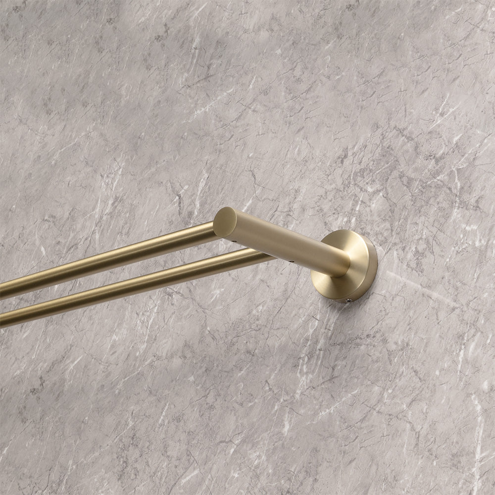 Farina 800 Double Towel Rail Brushed Brass Gold