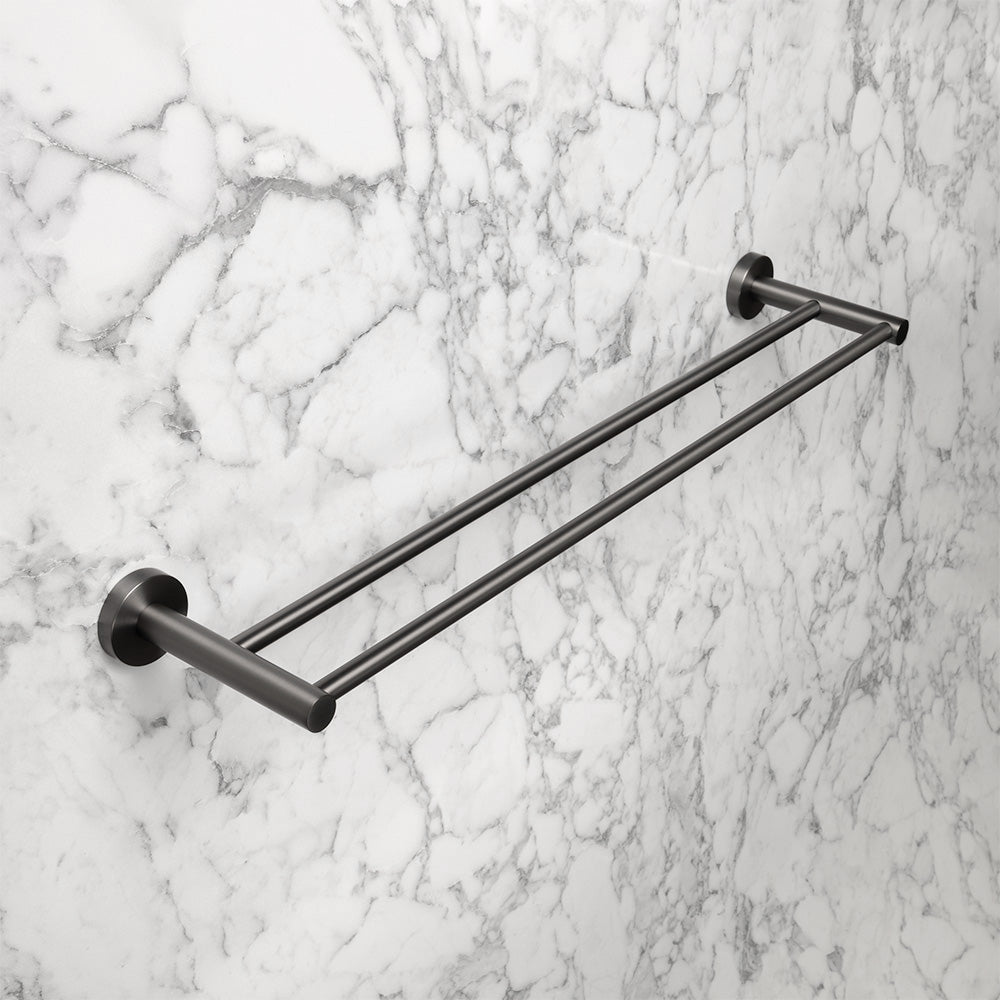 Farina 600 Double Towel Rail Brushed Gunmetal