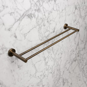 Farina 600 Double Towel Rail Brushed Vintage Antique Brass - Brushed Vintage Antique Brass