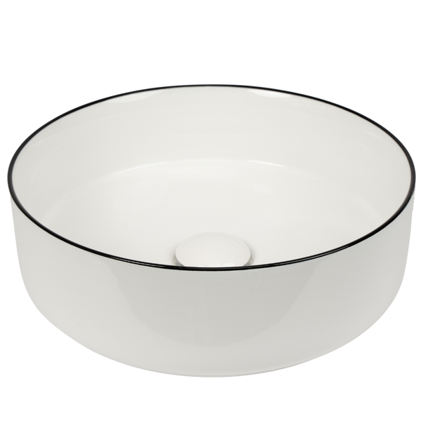 Celeste Gloss White with Black Rim Circle Basin