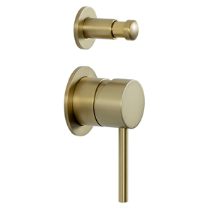 Mira Brushed Brass Gold Wall Mixer with divertor - Brushed Brass Gold