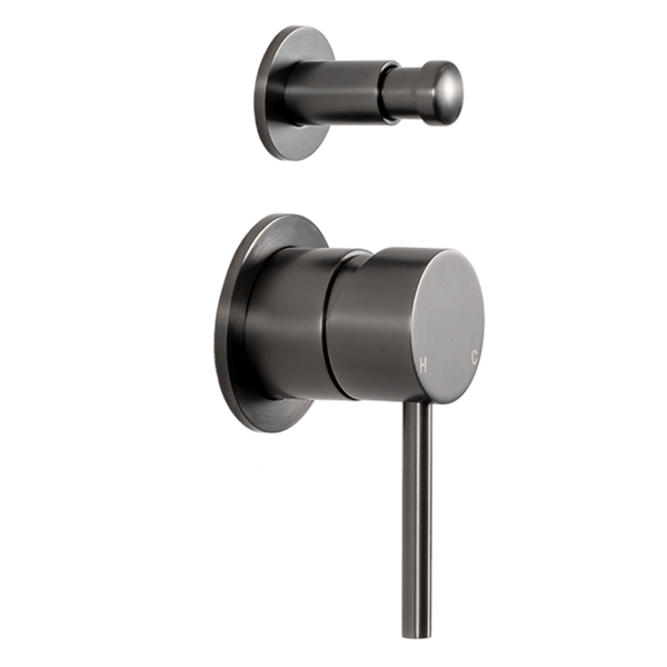Mira Brushed Gunmetal Wall Mixer with divertor