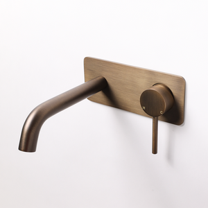Mira Brushed Vintage Antique Brass Wall Mixer and Spout - Brushed Vintage Antique Brass