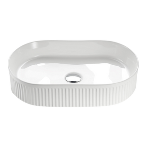 Carrie Gloss White Fluted Ultra Slim Pill Basin - Gloss White