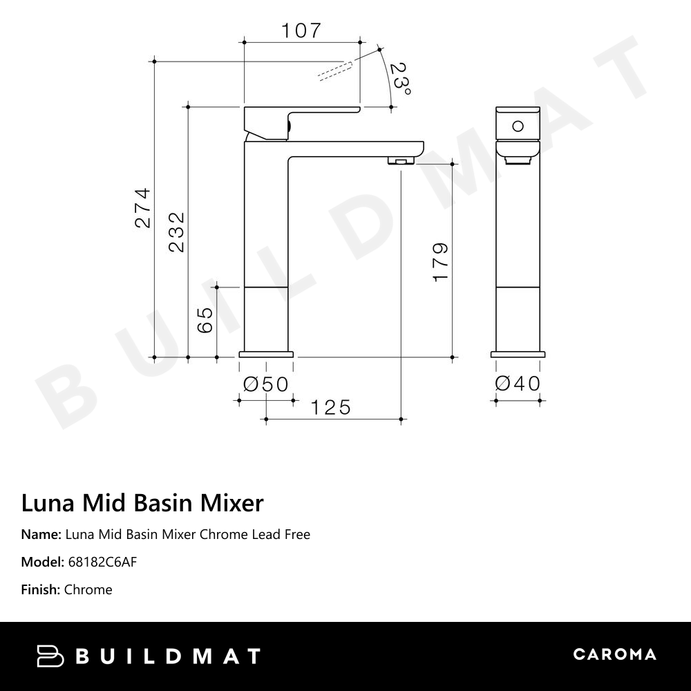 Luna Mid Basin Mixer Chrome Lead Free