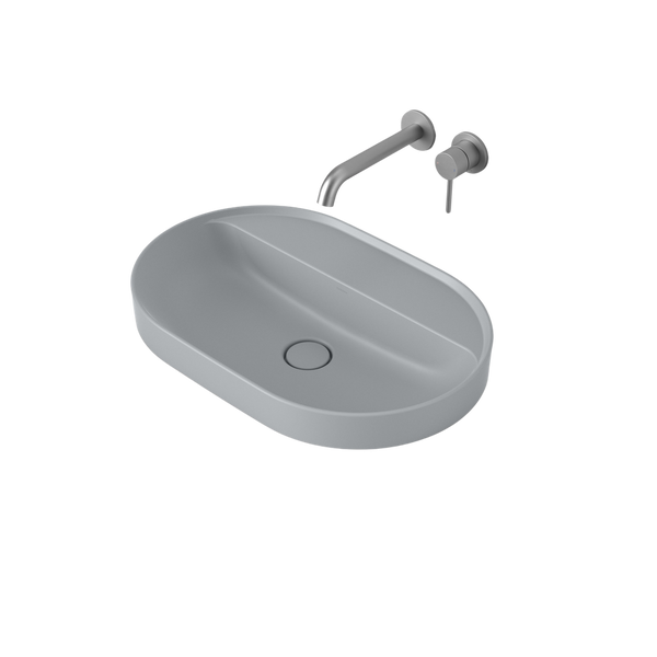 Liano II 600mm Pill Inset Basin with Tap Landing Matte Grey