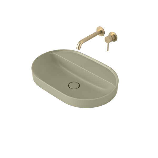 Liano II 600mm Pill Inset Basin with Tap Landing Matte Green