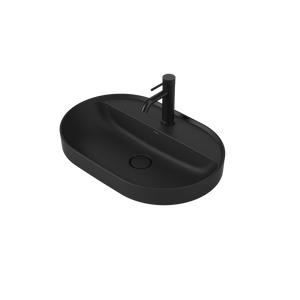 Liano II 600mm Pill Inset Basin with Tap Landing Matte Black with 1 Tap Hole - Matte Black