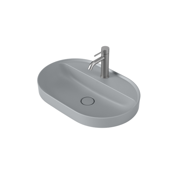 Liano II 600mm Pill Inset Basin with Tap Landing Matte Grey with 1 Tap Hole