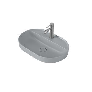 Liano II 600mm Pill Inset Basin with Tap Landing Matte Grey with 1 Tap Hole - Matte Grey