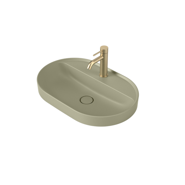 Liano II 600mm Pill Inset Basin with Tap Landing Matte Green with 1 Tap Hole