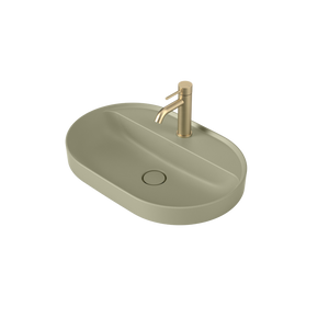 Liano II 600mm Pill Inset Basin with Tap Landing Matte Green with 1 Tap Hole - Matte Green