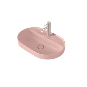 Liano II 600mm Pill Inset Basin with Tap Landing Matte Pink with 1 Tap Hole - Matte Pink