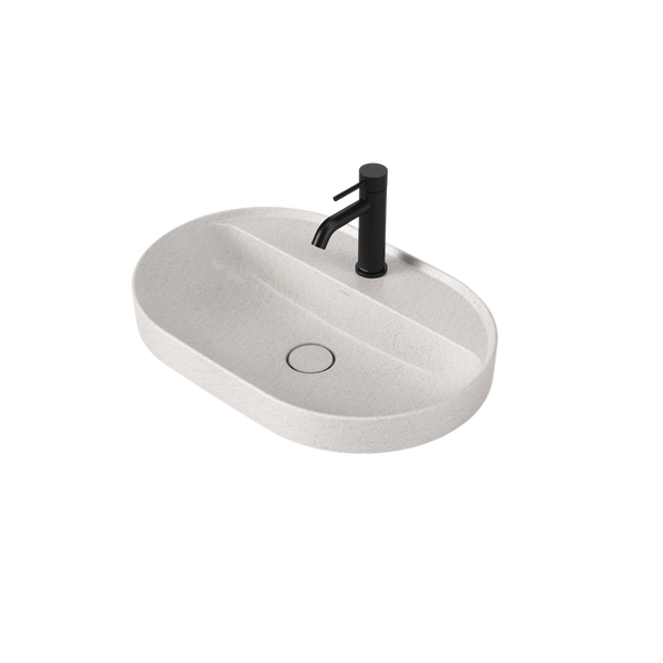 Liano II 600mm Pill Inset Basin with Tap Landing Matte Speckled with 1 Tap Hole