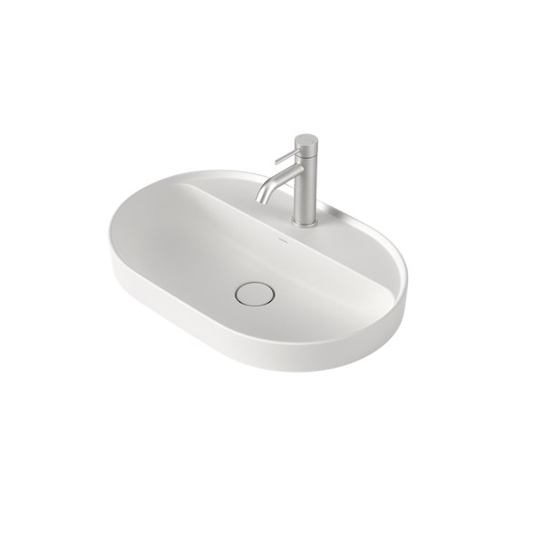 Liano II 600mm Pill Inset Basin with Tap Landing Matte White with 1 Tap Hole