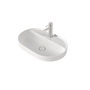 Liano II 600mm Pill Inset Basin with Tap Landing Matte White with 1 Tap Hole - Matte White