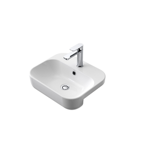 Luna Semi Recessed Basin with Tap Landing - White